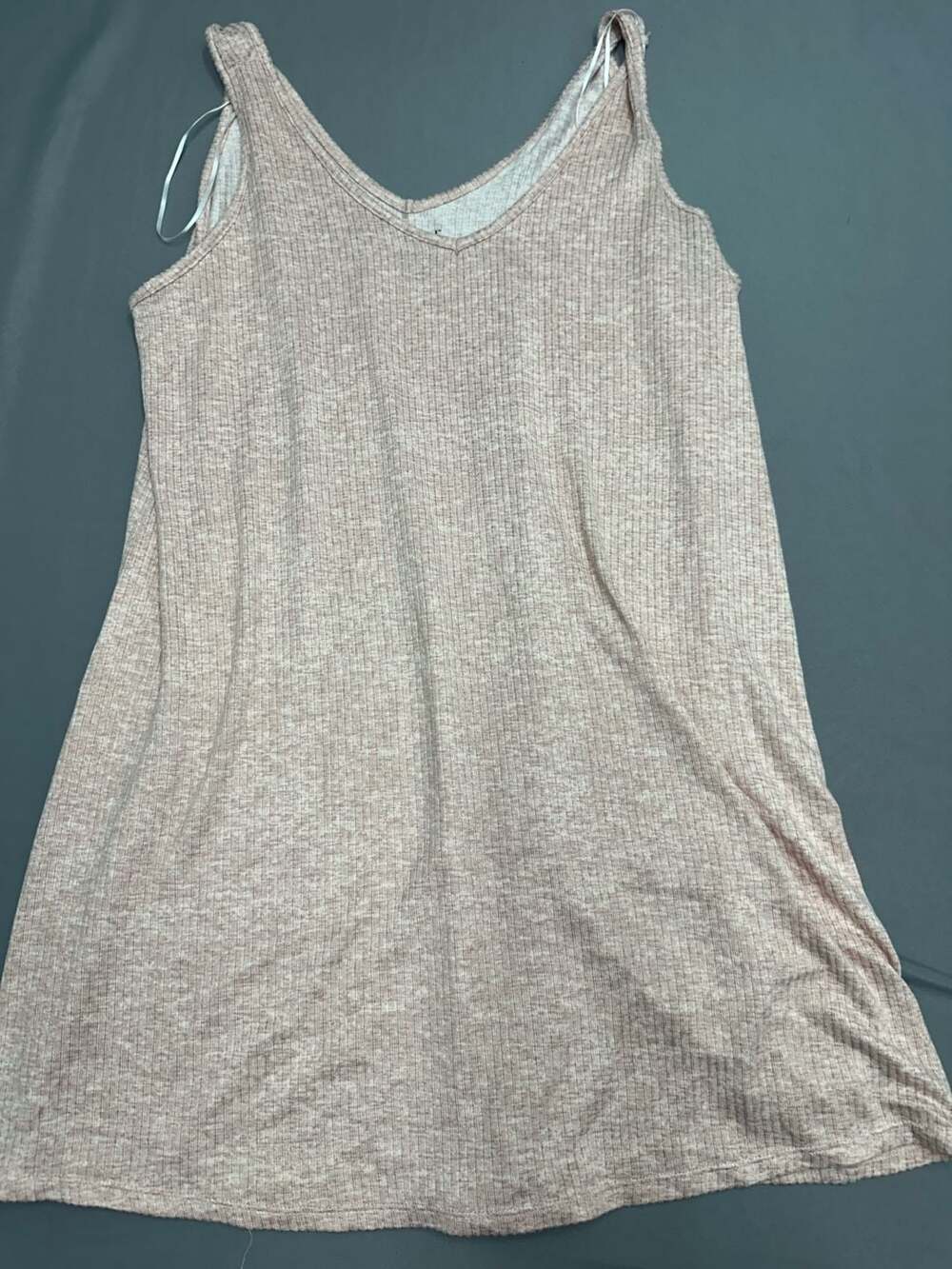 Bali Women's Ribbed V-Neck Sleeveless Tank Dress, Heather Pink, Size 1X